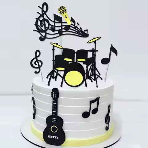 8Pcs Creative Musical Notes Cake Topper Music Instruments Festival Cupcake Toppers for Wedding Birth