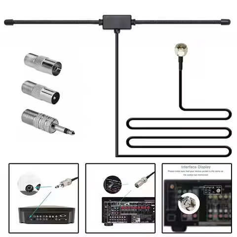 FM Radio Antenna FM Dipole Antenna For Stereo Receiver Music System FM Radio Home Stereo Audio Video