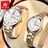 OLEVS jam tangan couple set original authentic waterproof luxury noble atmosphere stainless steel st