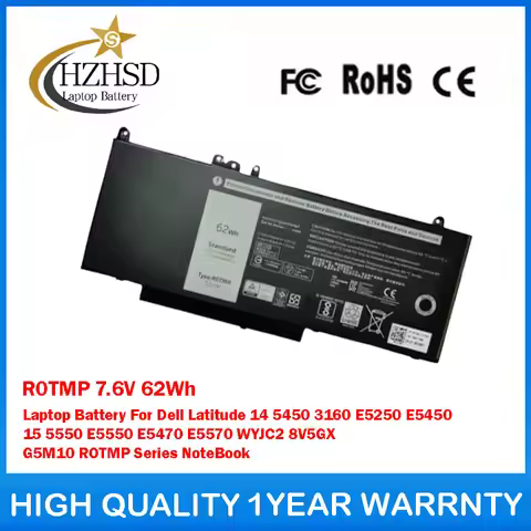 R0TMP 7.6V 62Wh Laptop Battery For Dell Latitude 14 5450 3160 E5250 E5450 15 5550 E5550 E5470 E5570