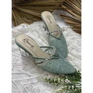 Azwa sage green 7cm glass women's shoes