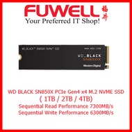 FUWELL - WD BLACK SN850X 4TB / 8TB NON-HEATSINK M.2 PCIE 4.0 NVME SSD [Sequential Read 7300MB/s] [Se