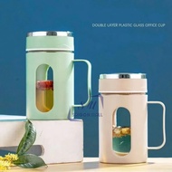 550ml glass cup / Drinking cup / glass drinking cup with very cute plastic cover / coffee cup, offic