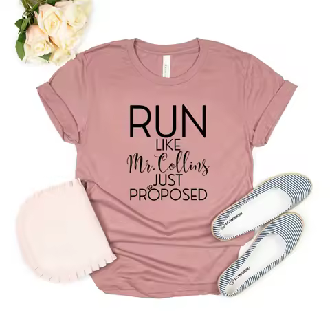 Run Like Mr. Collins Just Proposed Short Sleeve T-shirt Pride and Prejudice Shirt Jane Austen Tshirt