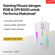 HAVIT MS1033 Gaming Mouse | SPCP199C Chipset Wired Mouse | Ergonomic RGB Wired Gaming Mouse