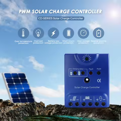 Solar Charge Controller AUTO 12/24V 10A Controller PWM Solar Charge Controller With Din Rail Mount a