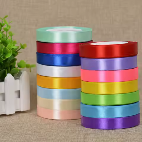 6mm 10mm 15mm 20mm 25mm 38mm 50mm Silk Satin Ribbons 25 Yards/Roll Christmas Halloween Party Gift Wr