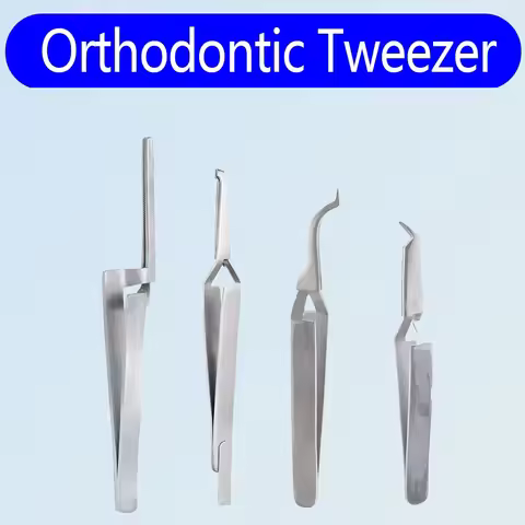 Professional Orthodontic Tweezers Dental Bracket Placer Posterior Buccal Tube Holder Brace Bonding T
