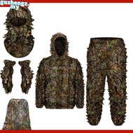 Men Women Kids Outdoor Ghillie Suit Sniper Camouflage Clothes Jungle CS Airsoft Leaves Clothing Hunting Suit Pants Hooded Jacket