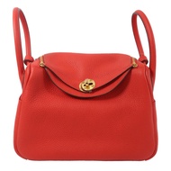 HERMES Clemence皮革Lindy 26手挽肩背兩用袋Rouge de Coeur