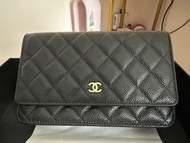Chanel 黑金荔枝紋 WOC 鏈條包