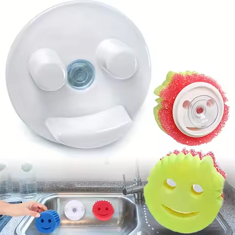 Sponge Holder,Smiley Face Sponge Holder with Suction Cup Mount,Kitchen/Bathroom Sink Sponge Storage