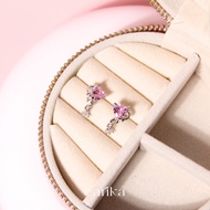 succbelive - Hearts & Vines set เซ็ตต่างหูและสร้อยคอหัวใจสีชมพู เงินแท้ เหมาะสำหรับคนแพ้ง่าย