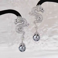 Clearance [1998 People Collection] 2024 Year of the Dragon Zodiac Pearl Earrings Heavy Industry Zirc