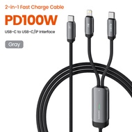 Toocki 2 trong 1 cáp USB + Loại C Cáp Cáp USB sạc nhanh cáp USB + Cáp Lightning cho iPhone XR 11 Pro