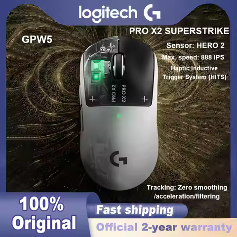 NEW Logitech G Pro Series PRO X2 SUPERSTRIKE LIGHTSPEED Wireless Gaming Mouse 44KDPI Sensor: HERO 2