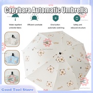 Cute Capybara Automatic Folding Umbrella UV Protection Waterproof Umbrella Payung Lipat Automatik