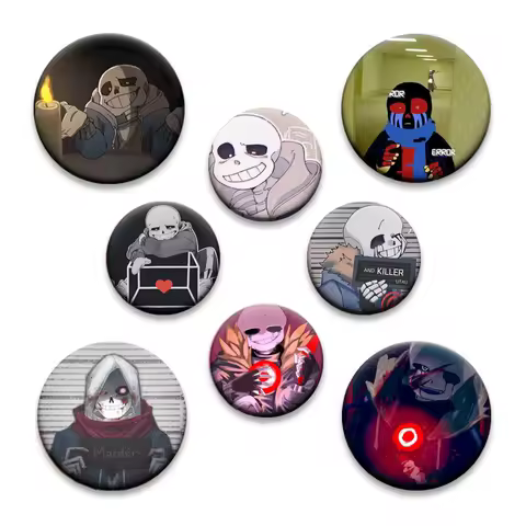 Hot Anime Game Undertale Sans Enamel Pin Figures Error Link Killer Sans Papyrus Snap-on Design Brooc