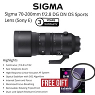 (SIGMA MALAYSIA OFFICIAL SET) SIGMA 70-200mm F/2.8 DG DN OS SPORTS LENS SONY FE MOUNT ORIGINAL (3 YE