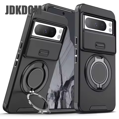 JDKDOM Shockproof Bracket Push window Case For Google Pixel 10 Pro XL Cover For Google Pixel 9 9A 8A