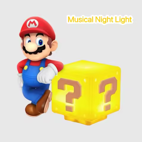 4inch Mario Question Block Lamp Yellow Square Design white Question Mark Soft Glow Mario Character D