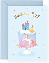 CENTRAL 23 4 Year Old Girl Birthday Card - Unicorn Birthday Card for Girl Age Four - Granddaughter B
