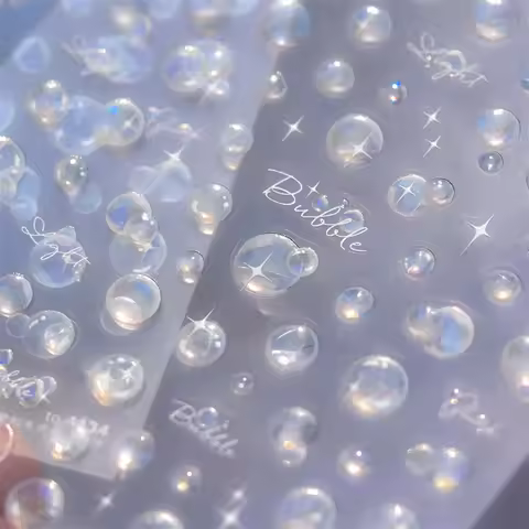 1Sheet Shell Light Nail Sticker 5D Cute Jelly Dream Water Bubble Dolphin Sticker Press On Nails Japa