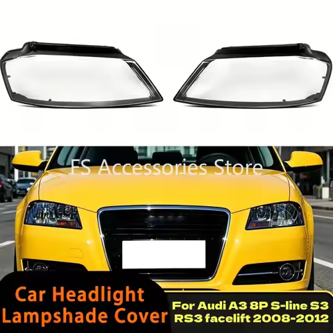 For Audi A3 8P S-line S3 RS3 Facelift 2008-2012 Car Head Light Case Headlight Lens Shell Cover 8P094