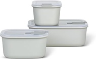 Mepal EasyClip Food Storage Containers Set of 3, Bowl with Lid and Click Closure, Suitable for Microwave, Steamer, Fridge and Freezer, 2 x 450 ml + 1000 ml, Nordic White