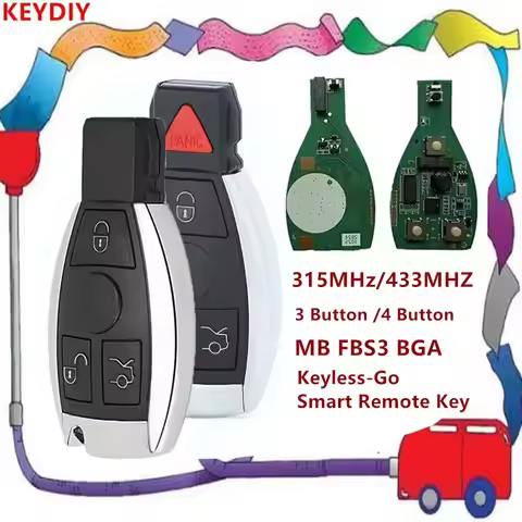 KEYDIY Keyless-Go MB FBS3 BGA Smart Remote Key 3/4 Button 315MHz/433MHZ for Mercedes-Benz W204 W207 