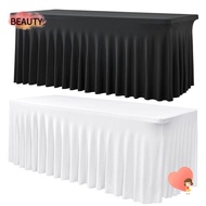 BEAUTY Stretch Tablecloth, 4/6FT Elastic Table Skirt,  Washable Universal Spandex Bed Cover for Rect