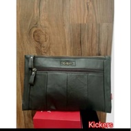 Kickers Leather Clutch Bag Brown