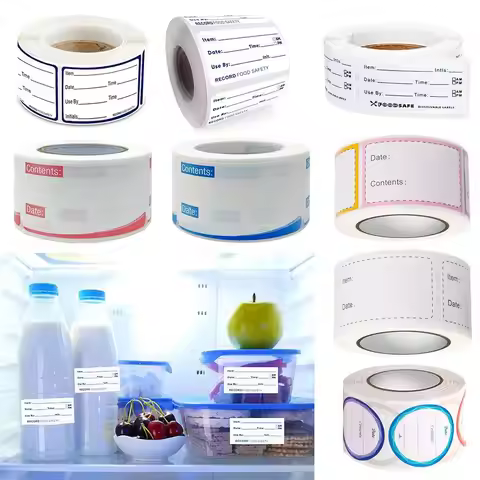 1 Roll Self-Adhesive Removable Freezer Refrigerator Food Storage Paper Sticker Labels White Date Sti
