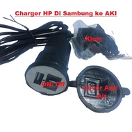 (T)erpopule(R) Charger HP Lubang USB Untuk Di Aki Motor/ Mobil