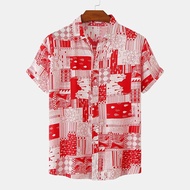 New Fashion Men Women Hawaiian Shirts Stripe Print Harajuku Buttons T-shirt Y2k Tops Streetwear Shor