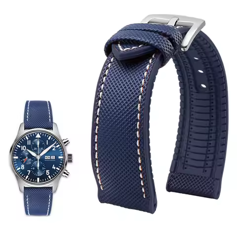 for IWC Pilot Mark 18 Portuguese Tudor Breitling Nylon Rubber Bottom Watch Strap Watchband 19mm 20mm