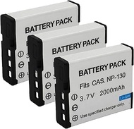 3 pack NP-130 Replacement Camera Battery 3.7V 2000mAh for Casio Exilim EX-10 EX-FC300 EX-H35 EX-ZR10