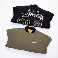 外國優惠預訂 2色選 可雙面穿 stussy x Nike 刺繡貼章logo 拼色棒球外套