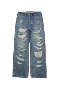 セール商品 30%OFF ボトムス X-girl エックスガール RIPPED DENIM PANTS / ライトインディゴ 返品交換不可