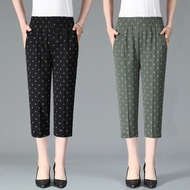 Summer Thin Middle-Aged Elderly Women's Pants Cropped Women Loose Large Size Mother 7-Point