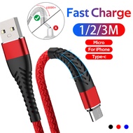 TBTIC 3A Fast Charging Date Cable Micro Usb Type-C Lightning Cable For Samsung iPhone 11 Huawei OPPO VIVO Xiaomi phone 1/2/3M cable