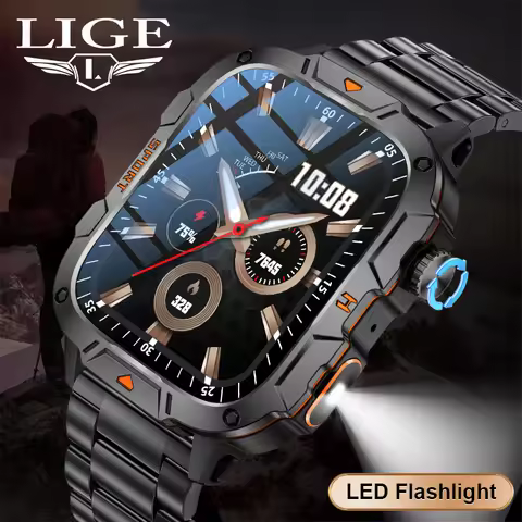 LIGE New Smart Watch Men Outdoor Sports Fitness Bracelet LED Lights Night Training Watches Bluetooth