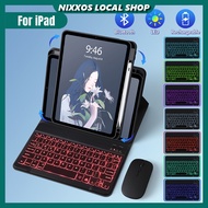 NIXXOS For iPad Case Rotatable with Backlight Bluetooth Keyboard LED 7 Light Color 720° Rotation Leather Cover with Pen Slot For 10.9 iPad 10th Air4/5 Pro 11 inch 10.2 iPad 9/8/7th