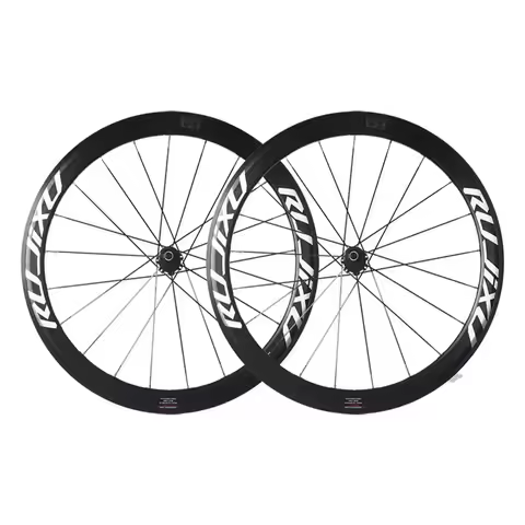 RUJIXU 700C 6 pawls Height 30/40/50MM Pull Carbon fiber tube HUB Flat Spokes Wheel V / C brake disc
