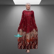 BAJU BATIK GAMIS WANITA BURGUNDY MARUN SIZE STANDAR DAN JUMBO | FASHION MUSLIMAH GAMIS BURGUNDY MERA