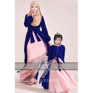 J & Y 2017 FAMILY SET J069 ( GIRL) BIRU  { SZ 4Y-9Y & ADULT }