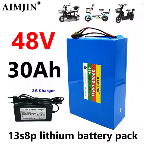48V 30Ah 30000mAh 18650 13S8P lithium battery pack large capacity suitable for 48V 250-1500W built-i
