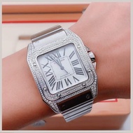 Cartier Cartier Cartier Santos W200737G Automatic Mechanical Men's Watch Behind Diamonds