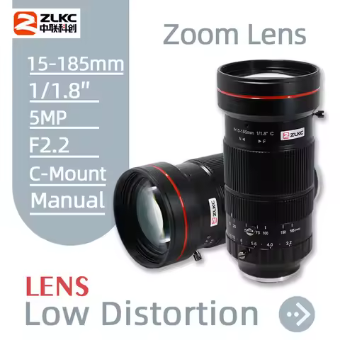 ZLKC 15-185mm zoom lens CCTV camera 1/1.8 inch sensor F2.2 C-mount lens 5MP surveillance video camer