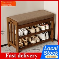 Shoe Rack Shoe Bench for Changing Shoes Waterproof Strong Durable stool  cloth rack stand Hanger  Hook  bamboo